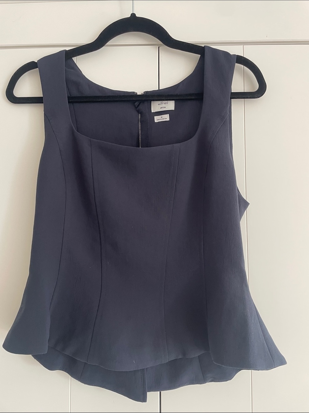 Aritzia Navy Square Neck Peplum Camisole